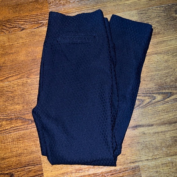 Van Heusen Navy Blue Textured Pull On Stretch Straight Fit Pants Size 8 - Picture 3 of 10